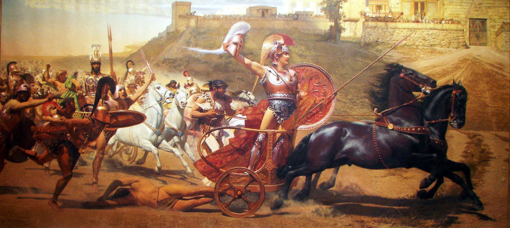 Achille trascina le spoglie dell'eroe troiano Ettore